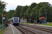 04.08.2014 Szynobus kolei UBB zatrzymuje się na stacji Trassenheide