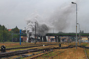 09.09.2013 parowóz 0l49-69 wyjeżdża ze stacji w Wolsztynie